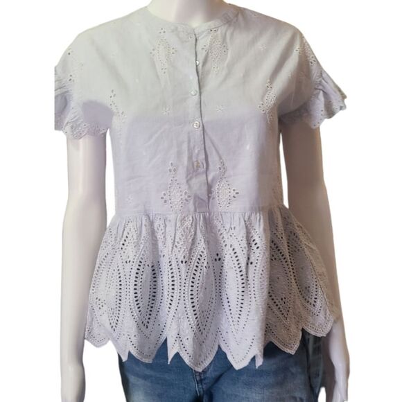 Joie Cerelia Eyelet Top in Light Blue - Picture 3 of 12